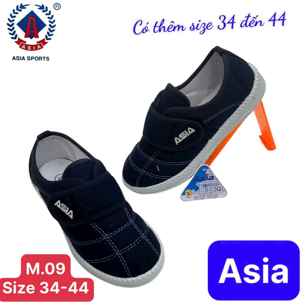 giày Asia dán nam nữ xanh