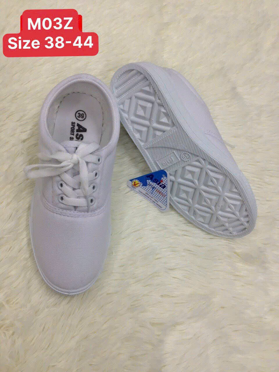 Giày Asia cột dây nam trắng