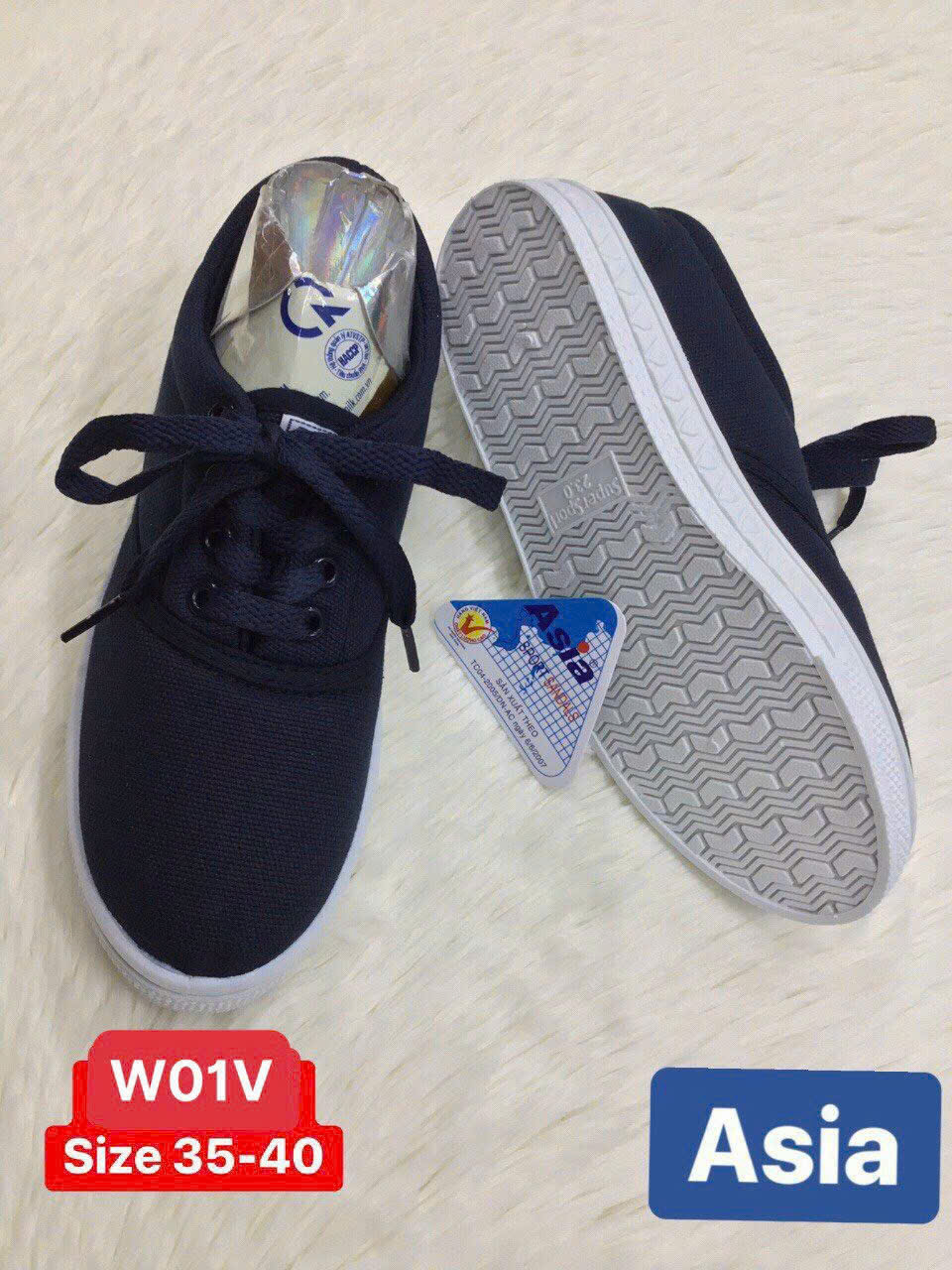 Giày Asia cột dây nữ xanh