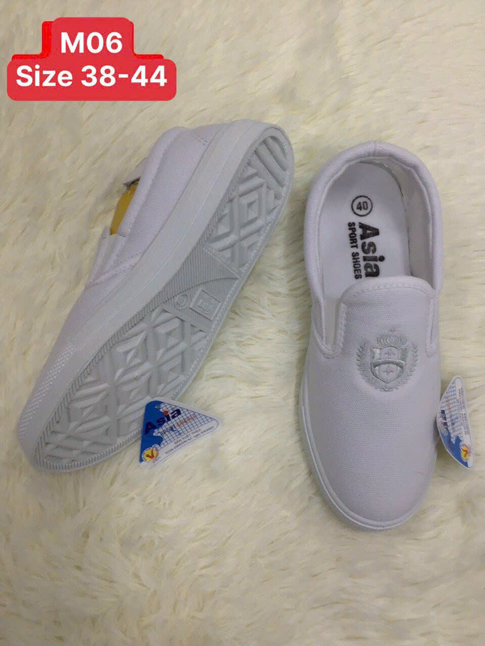 Giày Asia xỏ nam trắng