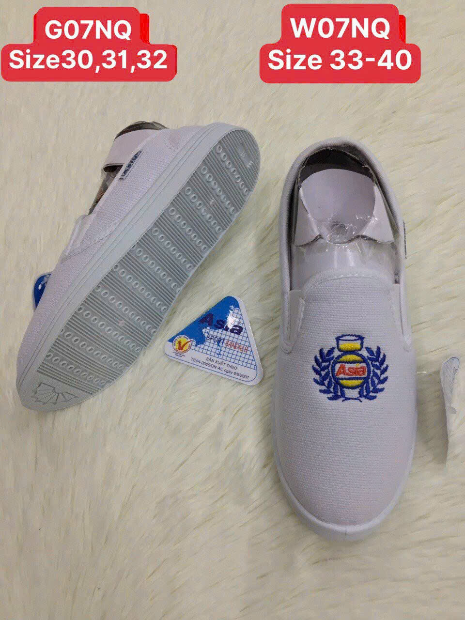 Giày Asia xỏ nữ trắng